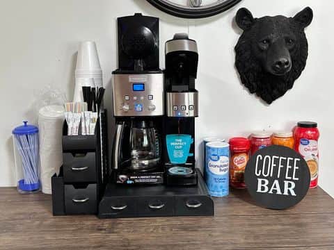 Fully stocked kitchen all-new appliances coffee machine ATV retreat cabin West Virginia